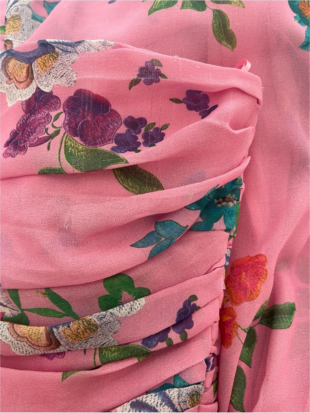 SAU LEE Camille Strapless Floral Ruched Pink Maxi Dress Size 6 - Picture 8 of 11
